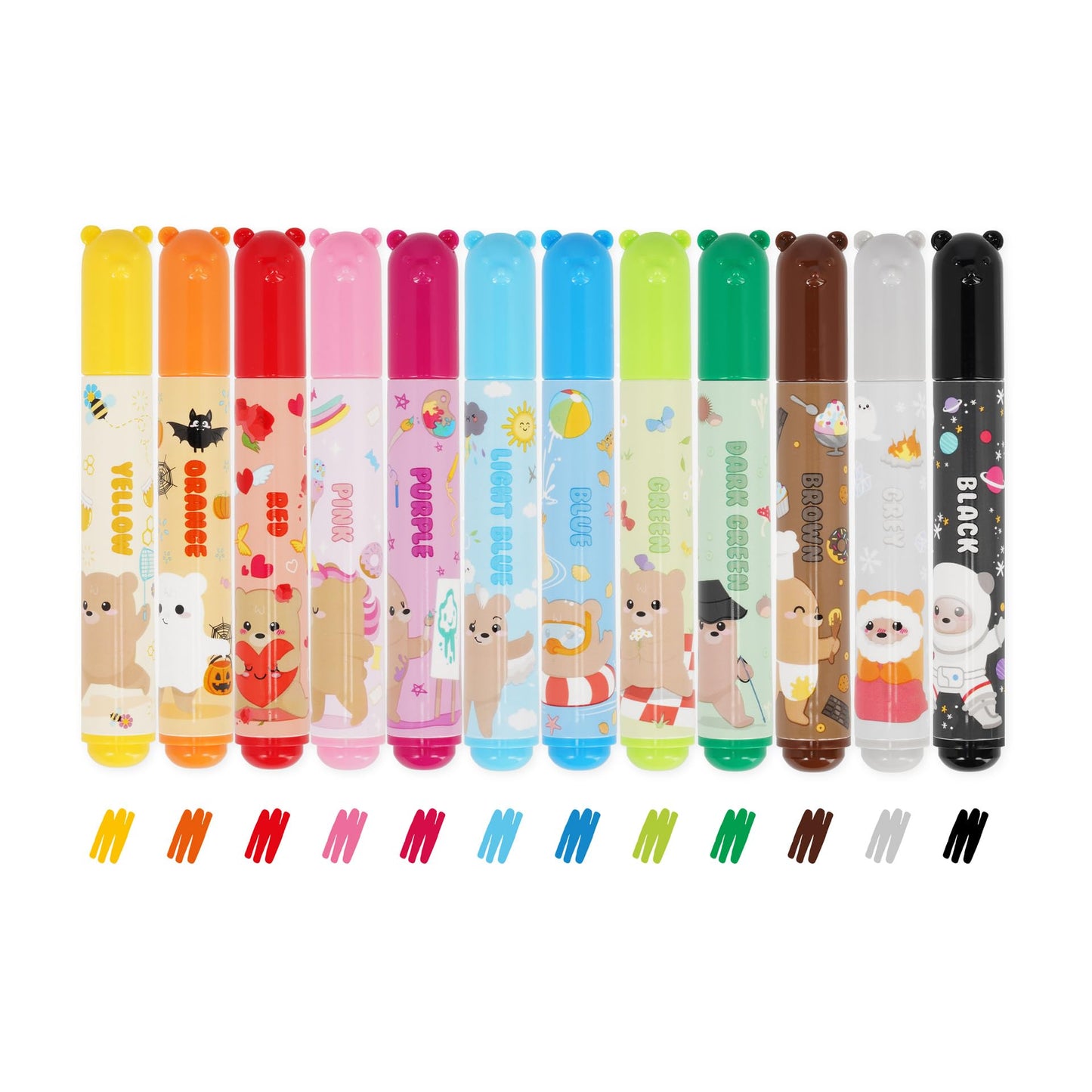 SET OF 12 MARKERS - TEDDY FRIENDS