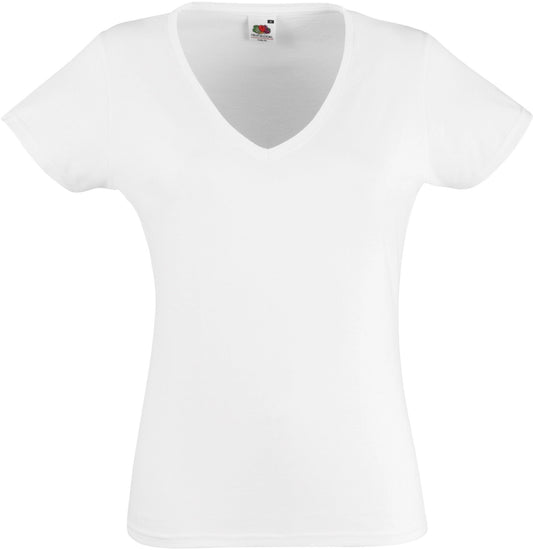 FOTL Lady Fit Valueweight V Neck T - White - S