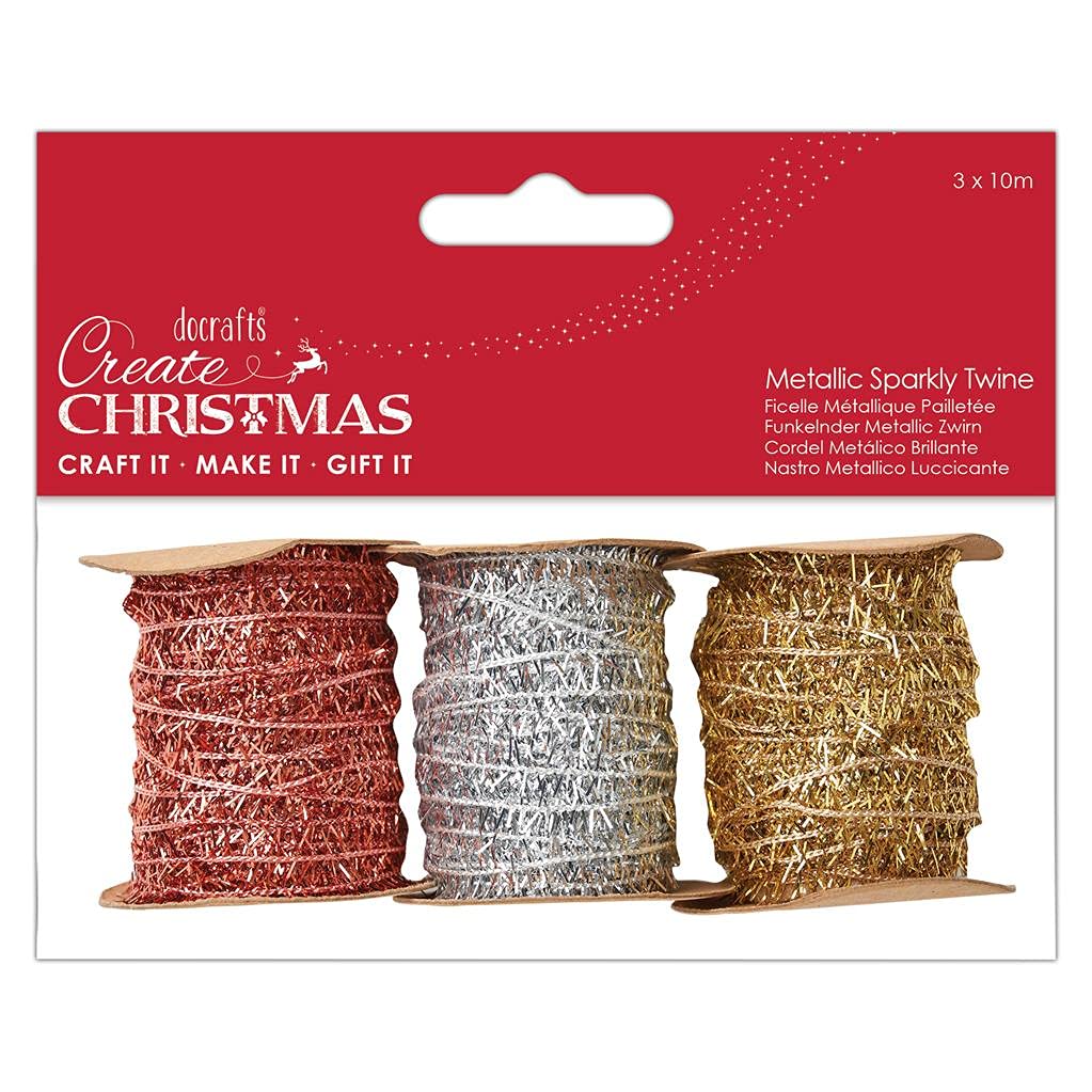 Create Christmas 10M Metallic Sparkly Twine (3pk)