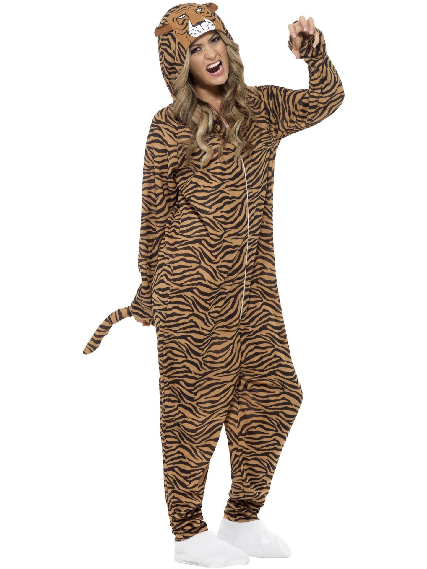 Tiger Costume, Brown, with Hooded All in One, (L)