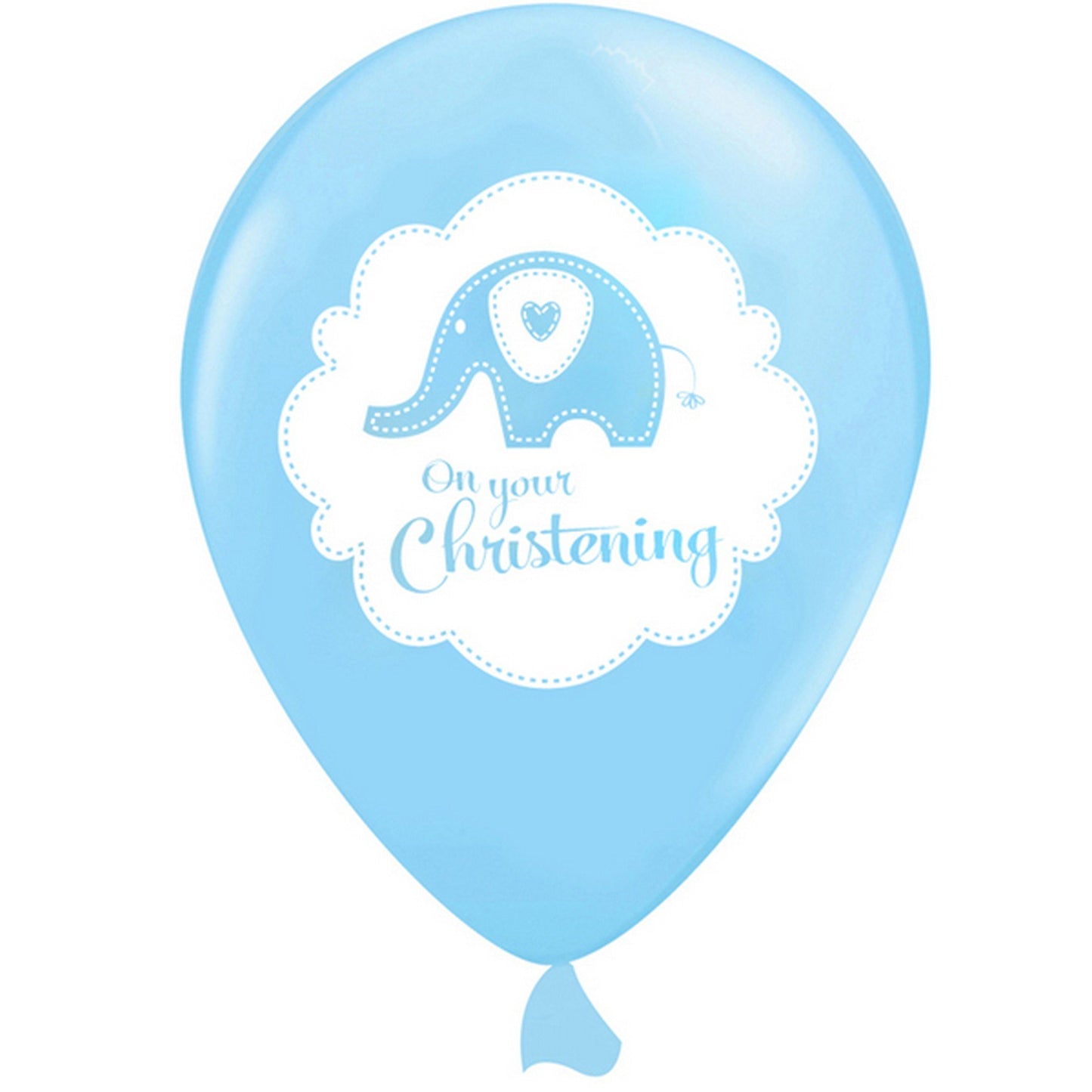 Sweet Baby Elephant Blue Christening Latex Balloons Pearlescent 2 Sided Print