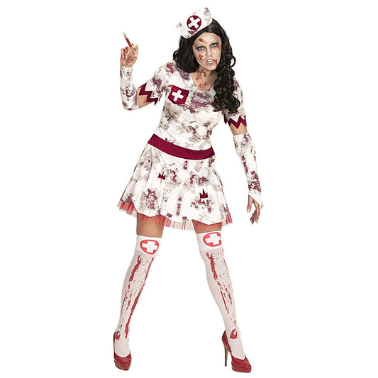 "ZOMBIE NURSE" (dress, fingerless gloves, headpiece) - (S)