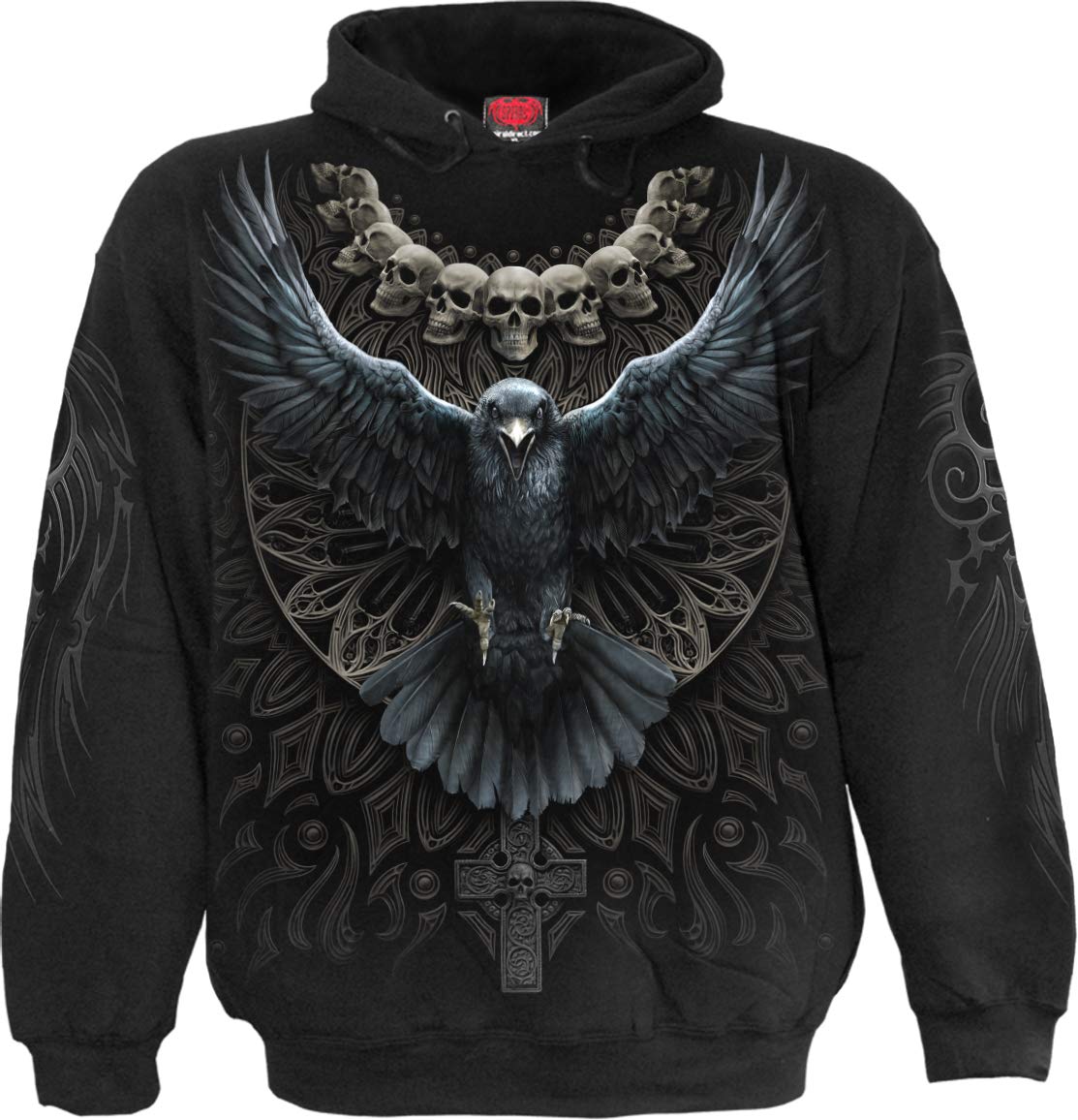 RAVEN SKULL - Hoody Black (Plain) - XXL