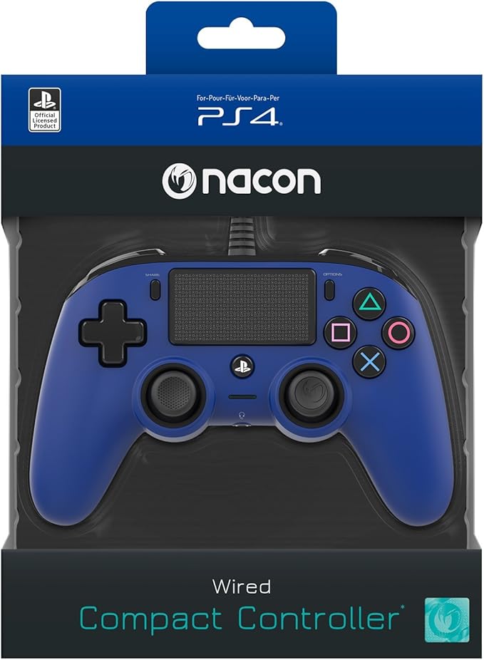 Nacon Wired Compact Controller, Black, (PS4OFCPADBLUE)