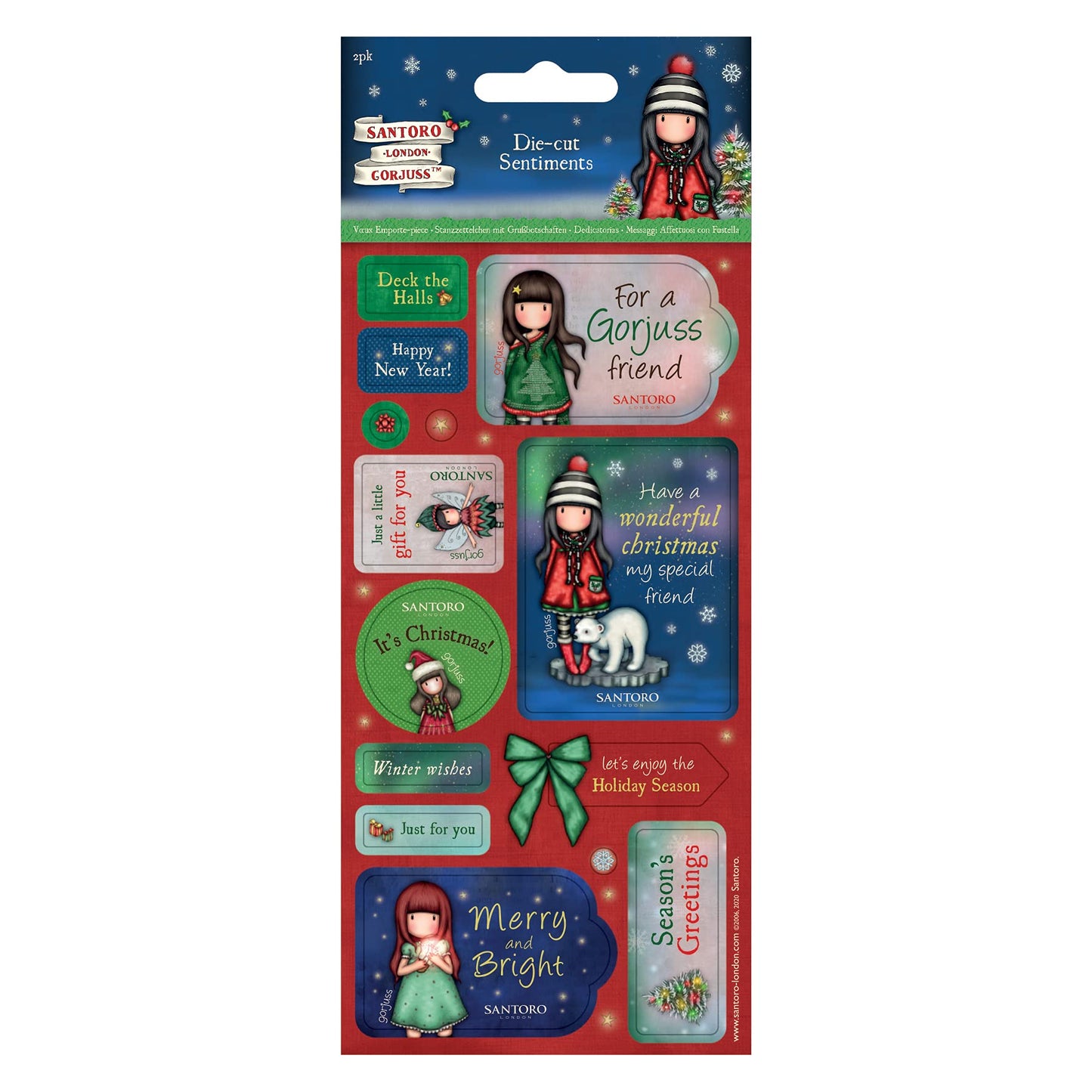 Die-cut Sentiments (2pk) - Santoro - Christmas