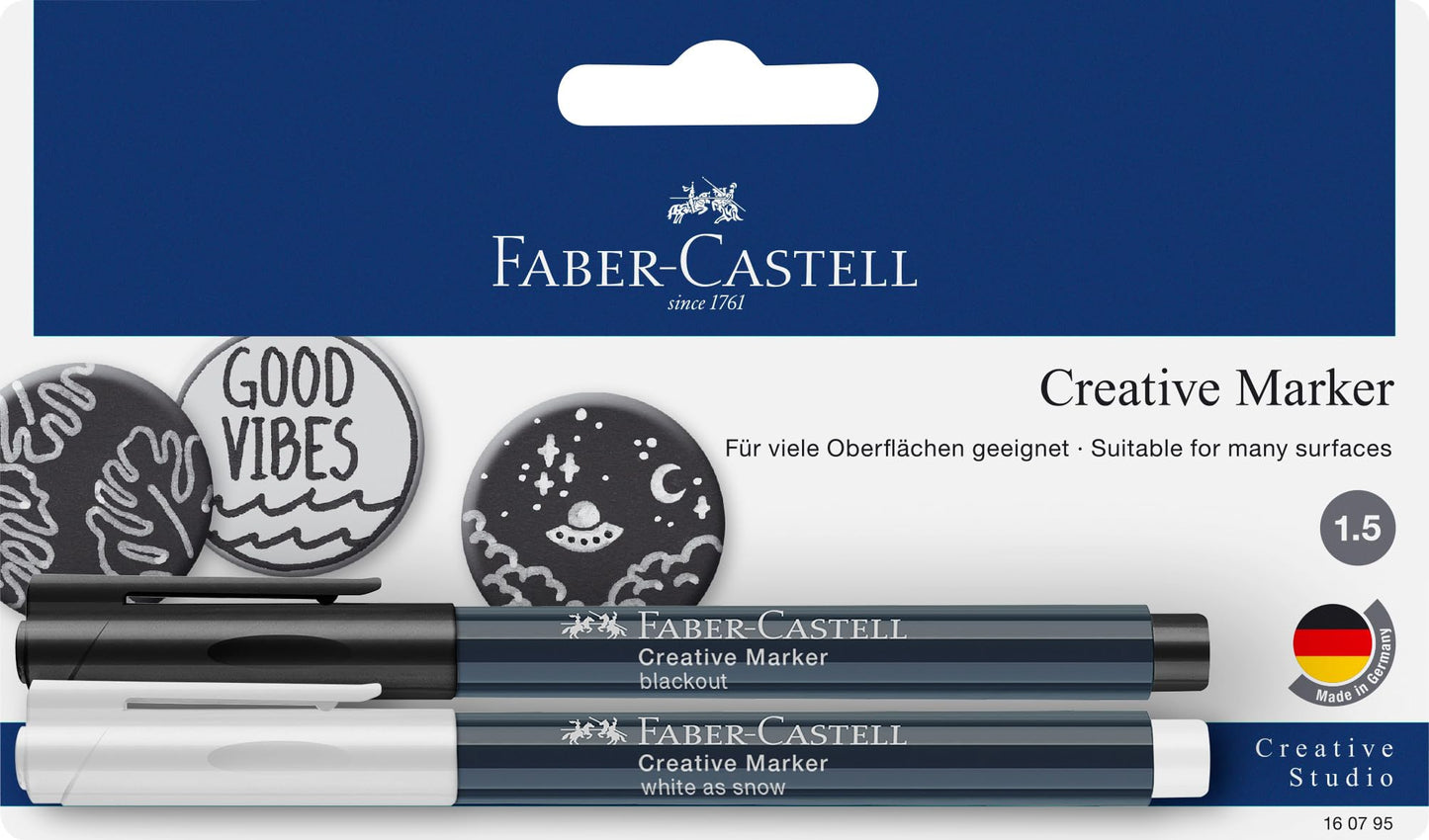 Creative Marker blister card -  colours white/black