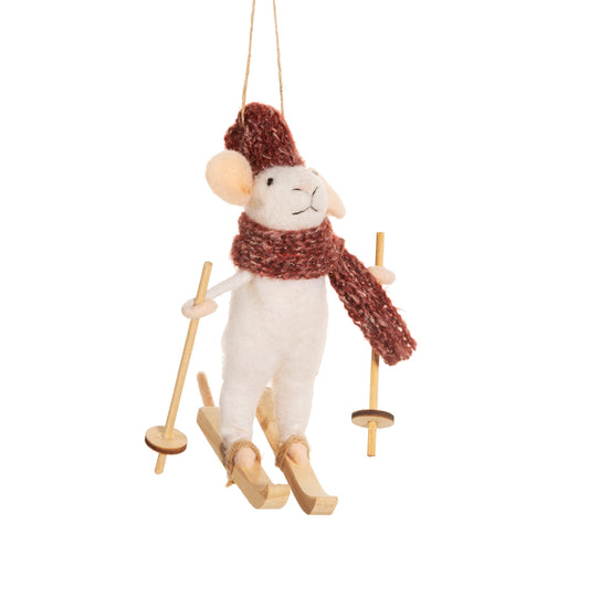 Skiing Mouse Felt Hanging Decoration