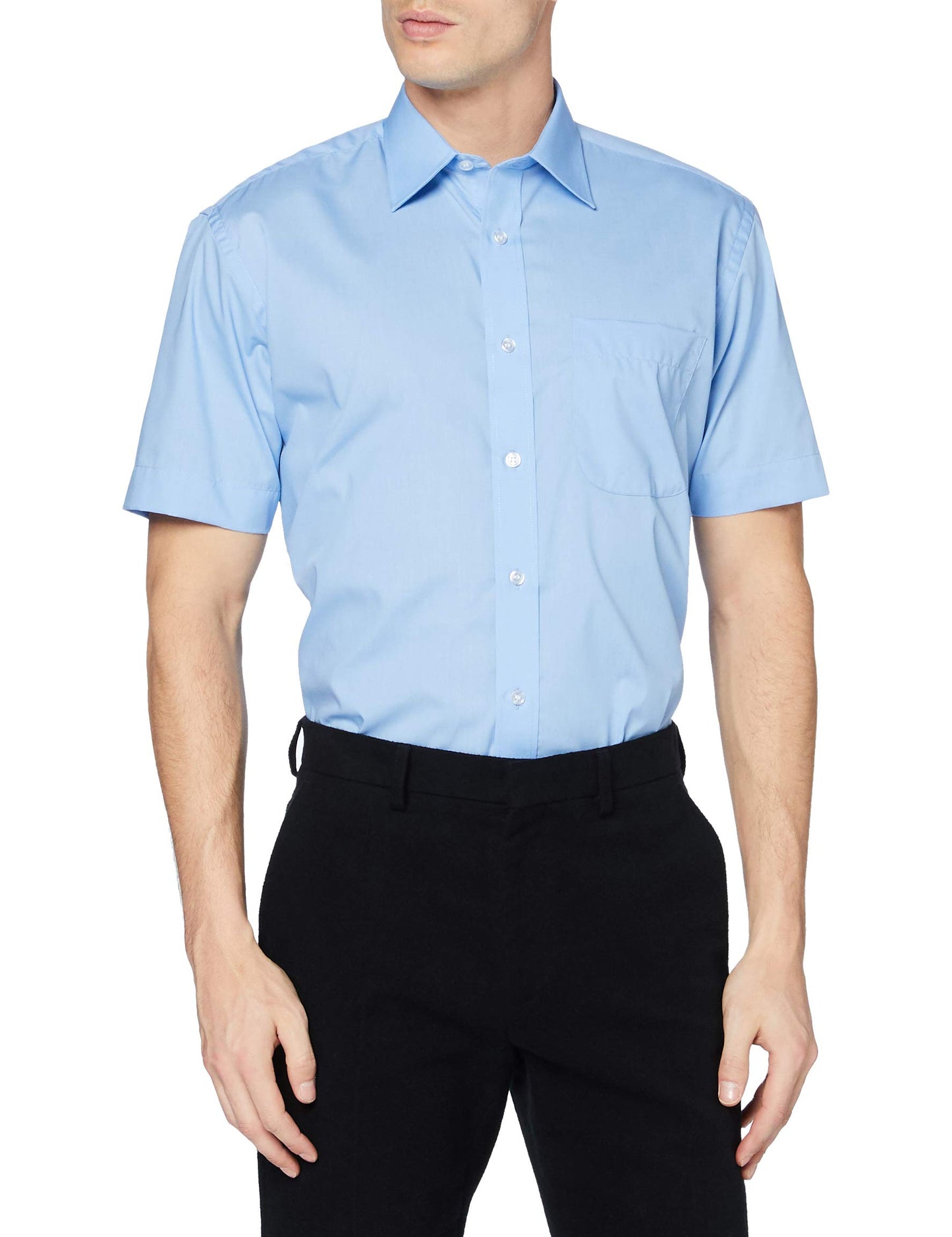 Kustom Kit Short Sleeve Business Shirt - Light Blue - 15.5"