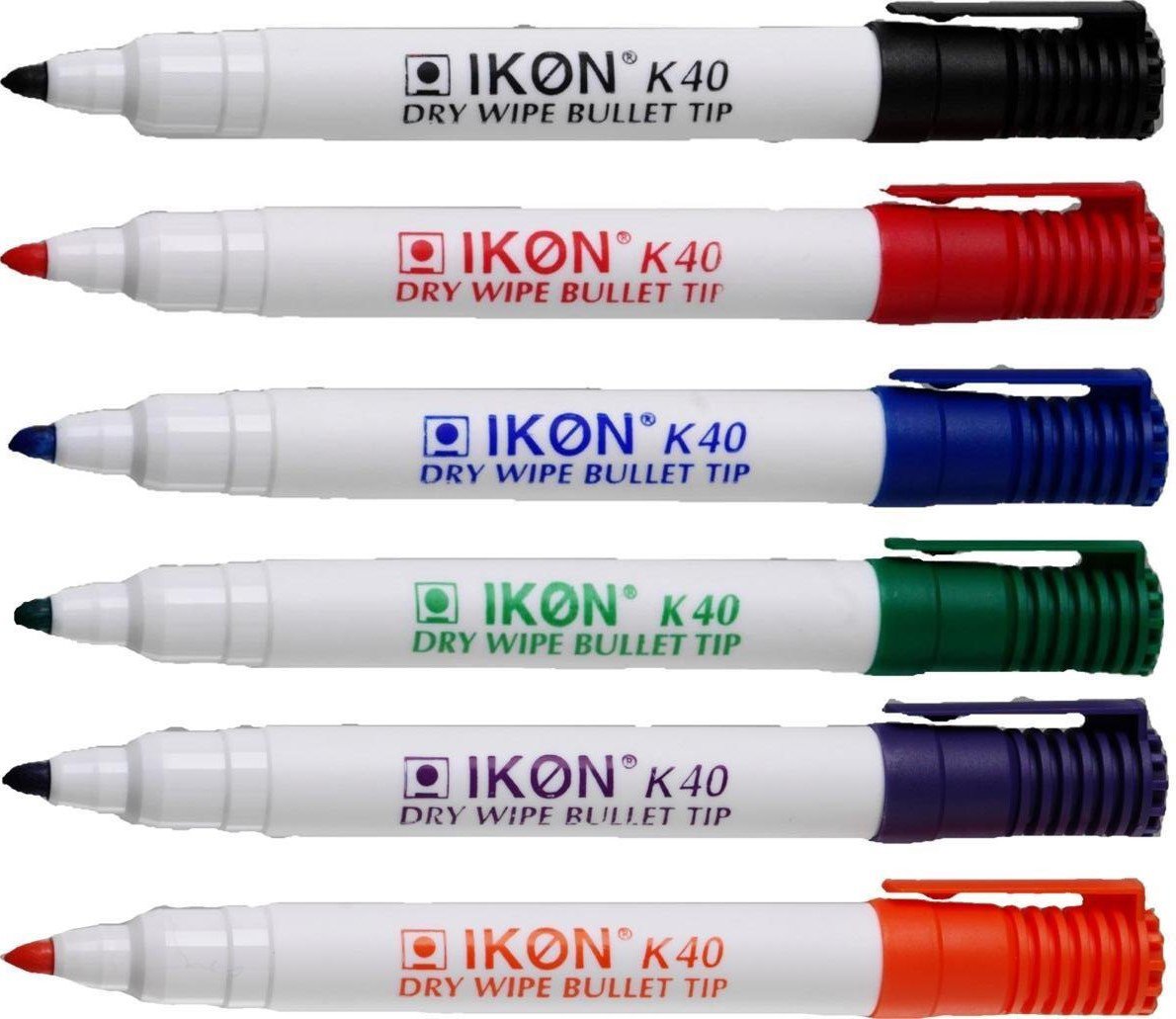 ValueX IKON Whiteboard Marker Bullet Tip 2mm Line Assorted Colours (Pack 10)