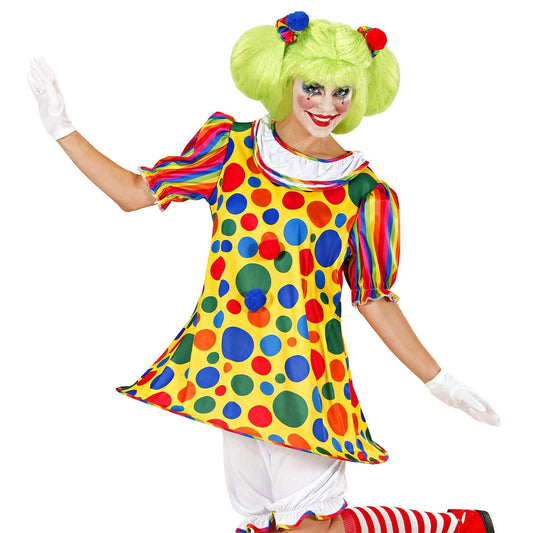 "CLOWN" (dress with hooped hemline, pantaloons, pom pom hair elastics) - (S)