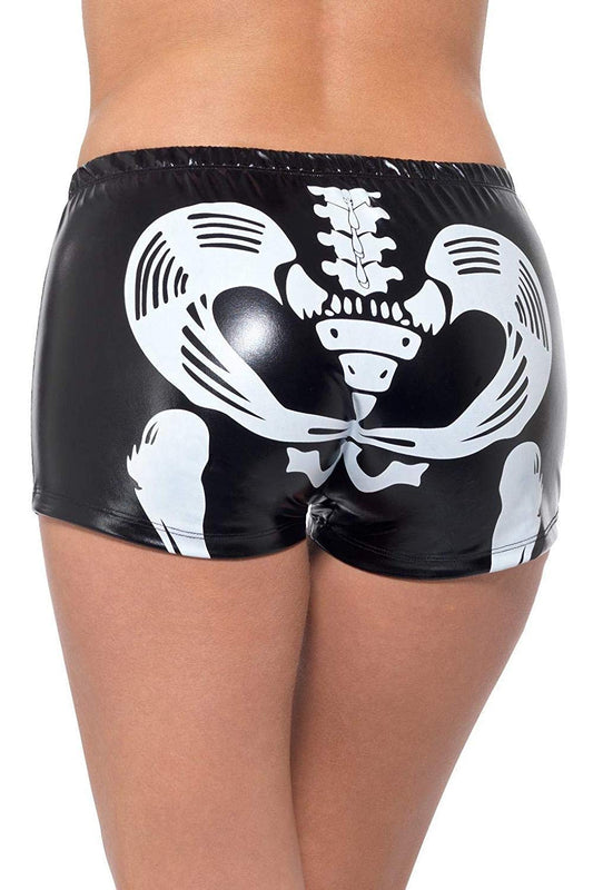 Fever Miss Skeleton Whiplash Hotpants, Black, Wetlook (S)