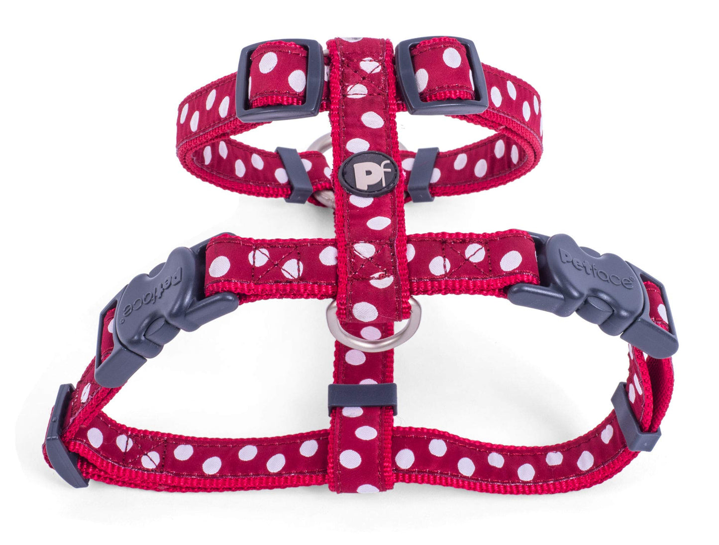 CHERRY/WHITE DOTS DOG HARNESS XS X1