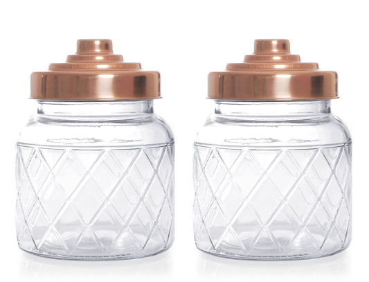 Round Glass Jar With Copper Lid - 5.5 Inch