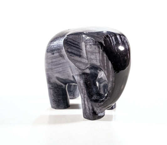 Eco-Friendly Recycled Aluminium Brushed Black Elephant (Handmade & Fairtrade) Statue Ornament Home Decoration Medium 7 cm