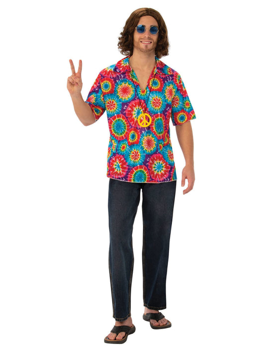 Groovy Psychedellic Top + Necklace Adult Mens Costume