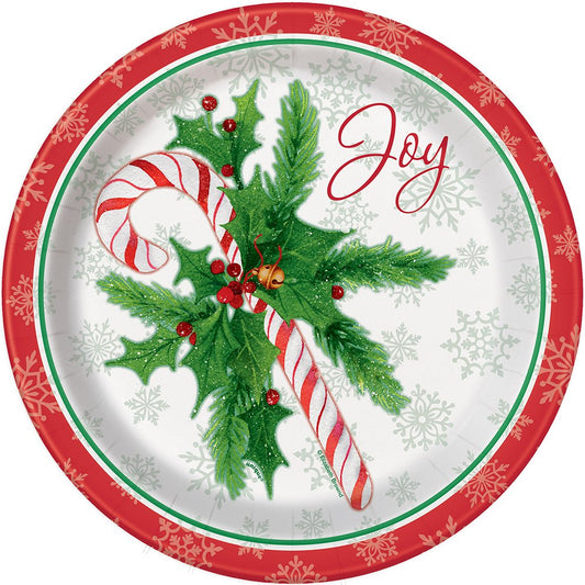 Candy Cane Christmas Round 9" Dinner Plates, 8ct