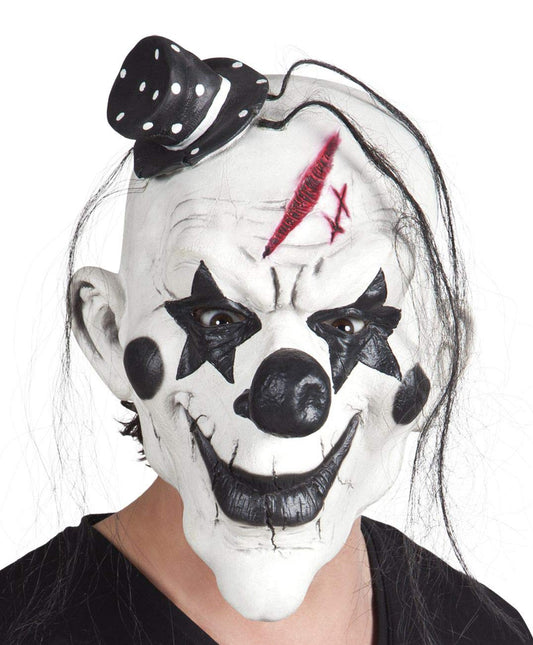 Pc. Latex head mask Psycho clown with hair