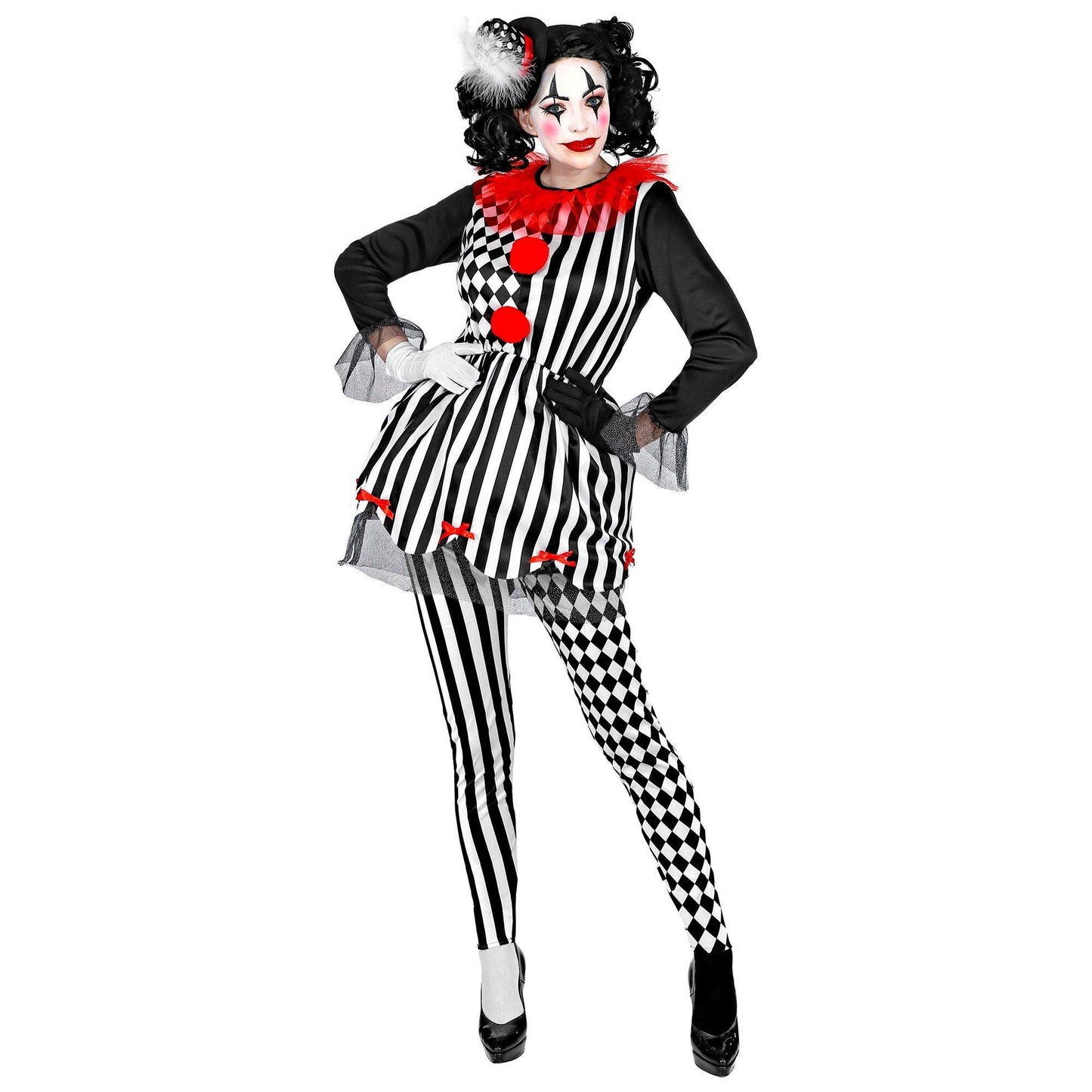 "EVIL HARLEQUIN" (dress, leggings, mini hat) - (M)