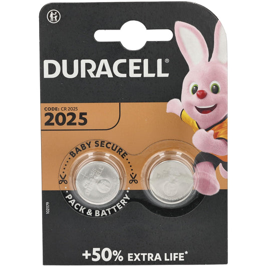 Duracell DL2025 3V Lithium Button Battery (Pack of 2) 75072667