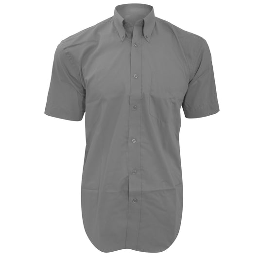 Kustom Kit Mens S/Sleeve Oxford Shirt - Silver Grey - 17"