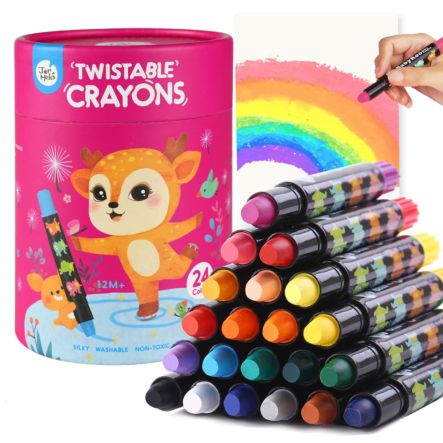 J! Silky Washable Crayon-Baby Roo 24 Colours (EXP)