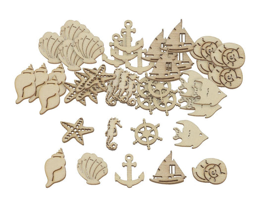 Wooden Shapes (45pcs) - Bare Basics - Nautical