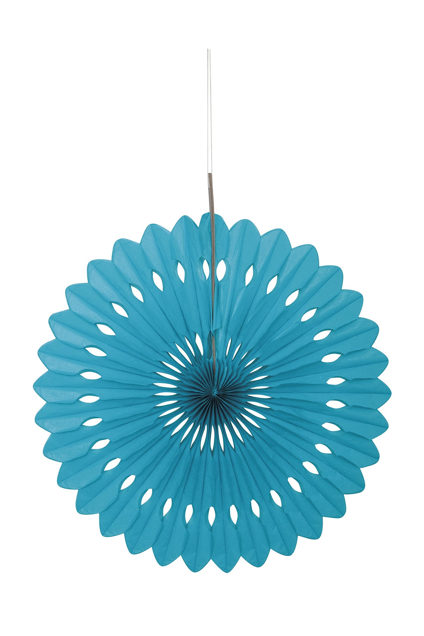 Caribbean Teal Solid 16" Tissue Paper Fan