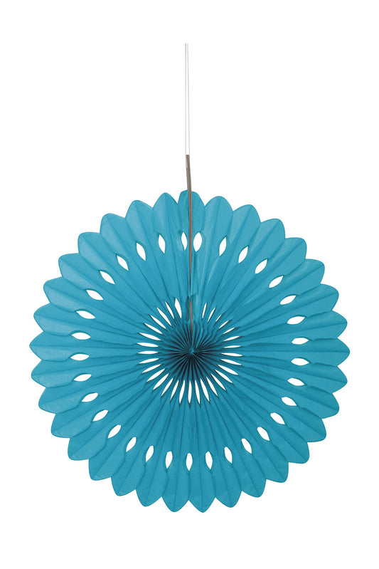 Caribbean Teal Solid 16" Tissue Paper Fan