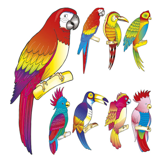 Set of "8 TROPICAL BIRDS" 45 cm - 8 styles ass. -