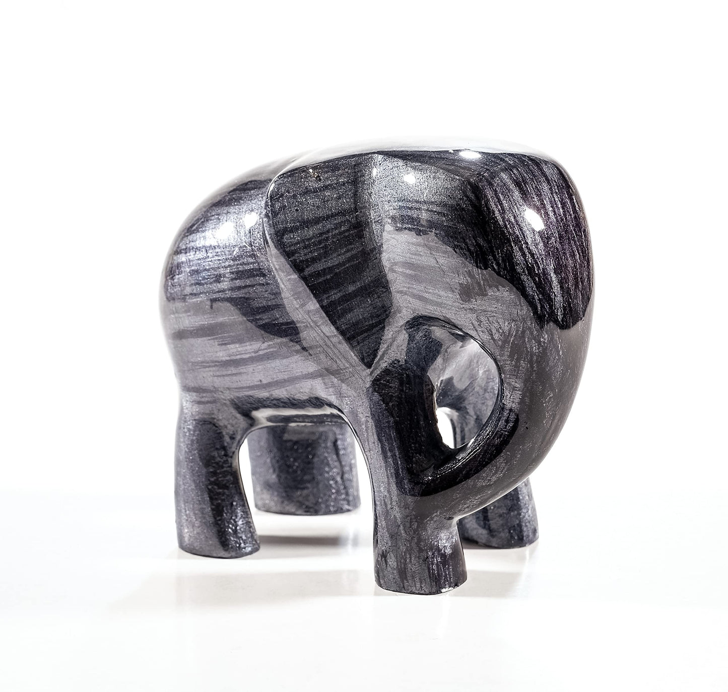 Eco-Friendly Recycled Aluminium Brushed Black Elephant (Handmade & Fairtrade) Statue Ornament Home Decoration X-Large 12 cm