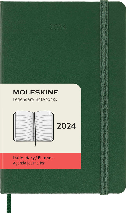 Moleskine 2024 12-Month Daily Pocket Hardcover Notebook: Myrtle Green