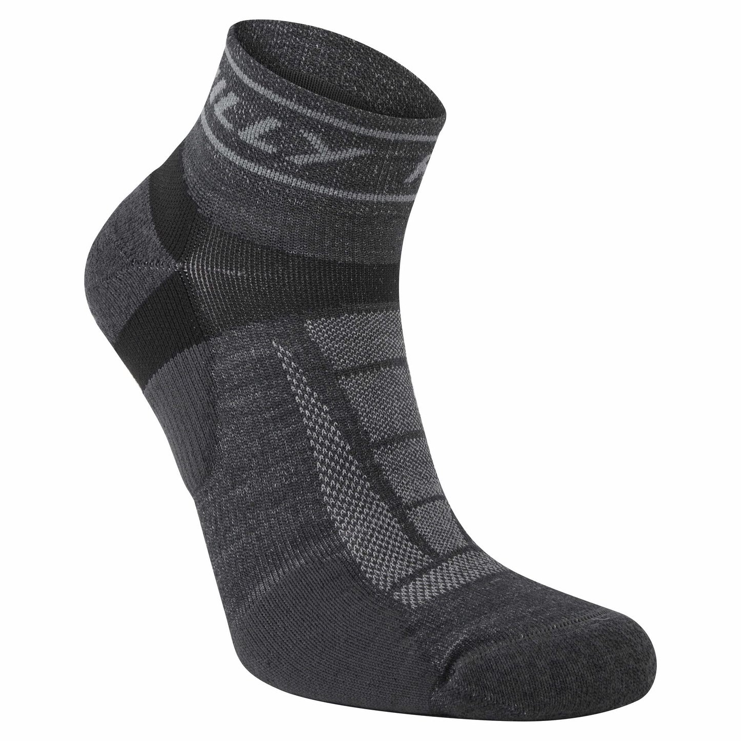 Hilly Socks, Trail - Quarter - Med Cushioning, Charcoal/Black L