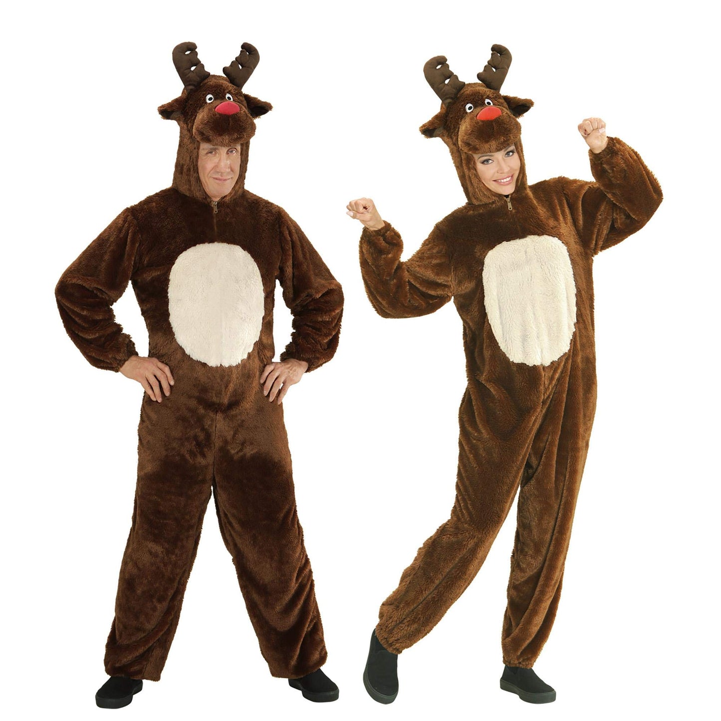 "REINDEER IN SOFT PLUSH" (hooded jumpsuit with mask) - (M - h 165 cm)