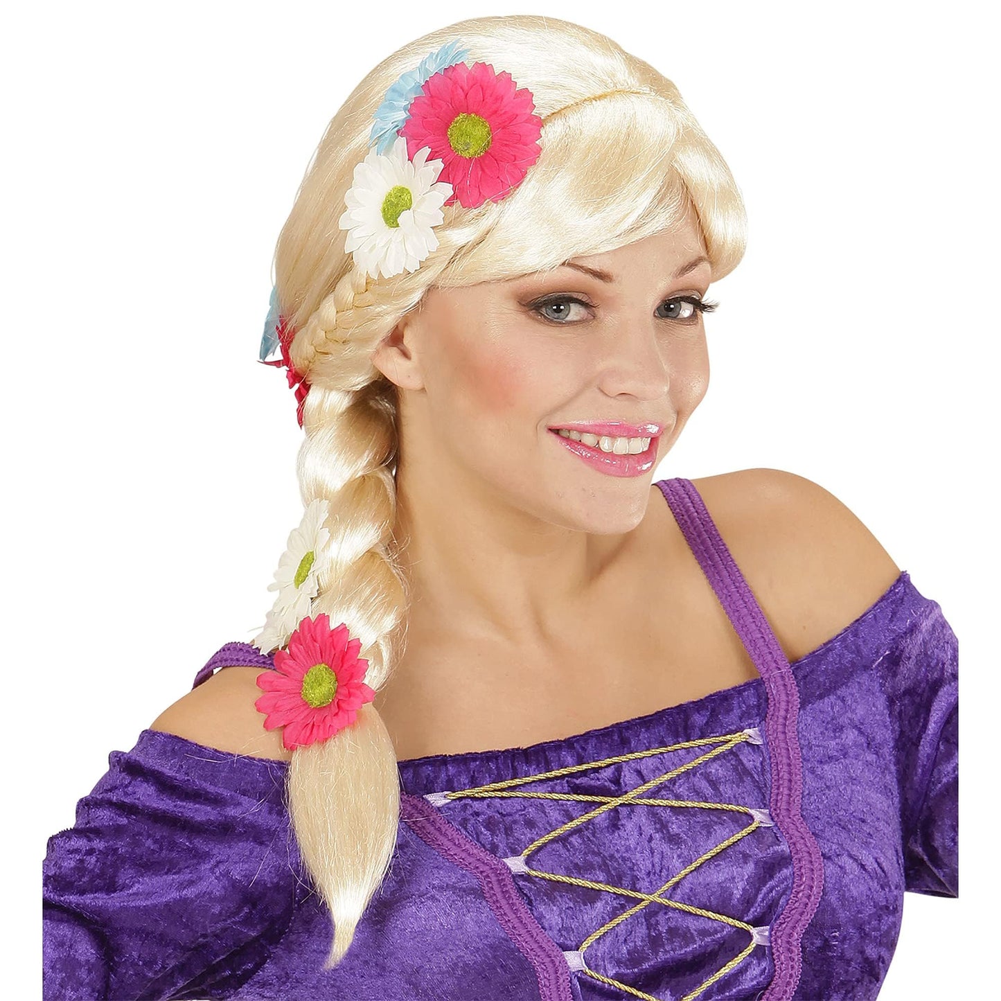 "RAPUNZEL WIG WITH FLOWERS" in box -