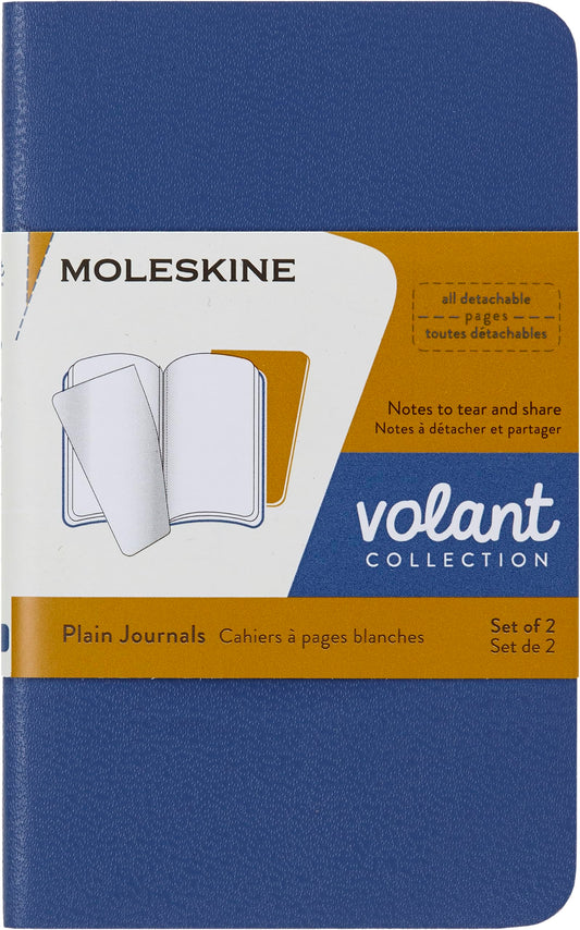 Moleskine Volant Journal: X-Small, Plain, Forget-Me-Not-Blue/Amber Yellow