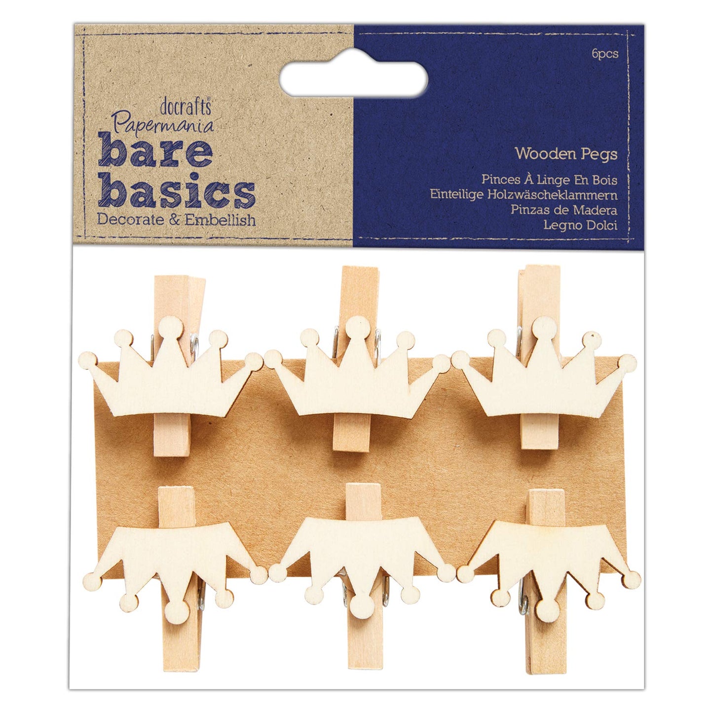 Wooden Pegs (6pcs) - Bare Basics - Crowns