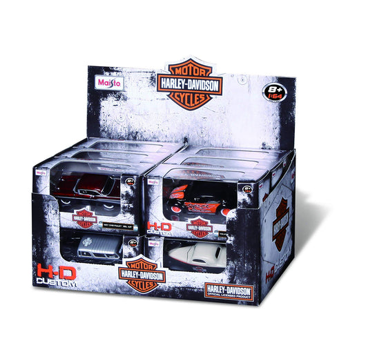 1:64 HARLEY DAVIDSON CUSTOM CARS - 12 PC DISPENSER