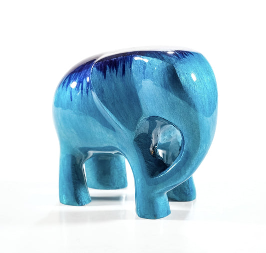 Eco-Friendly Recycled Aluminium Brushed Aqua Elephant (Handmade & Fairtrade) Statue Ornament Home Decoration X-Large 12 cm