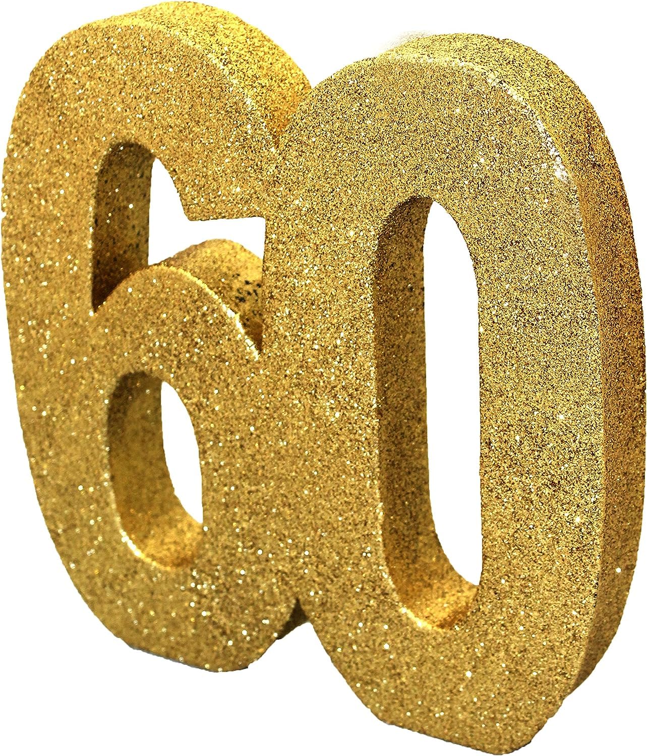 Number 60 Glitter Table Decoration Gold