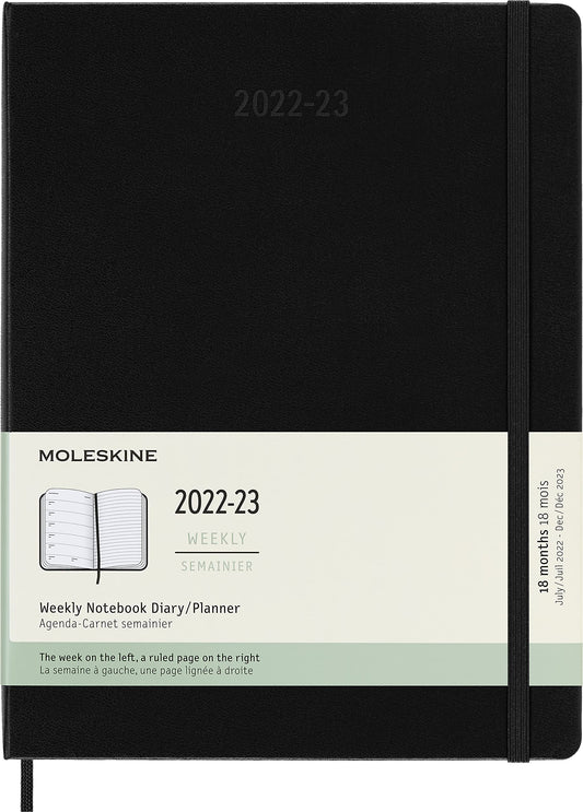 Moleskine 2023 18-Month Weekly Extra Large Hardcover Notebook: Black