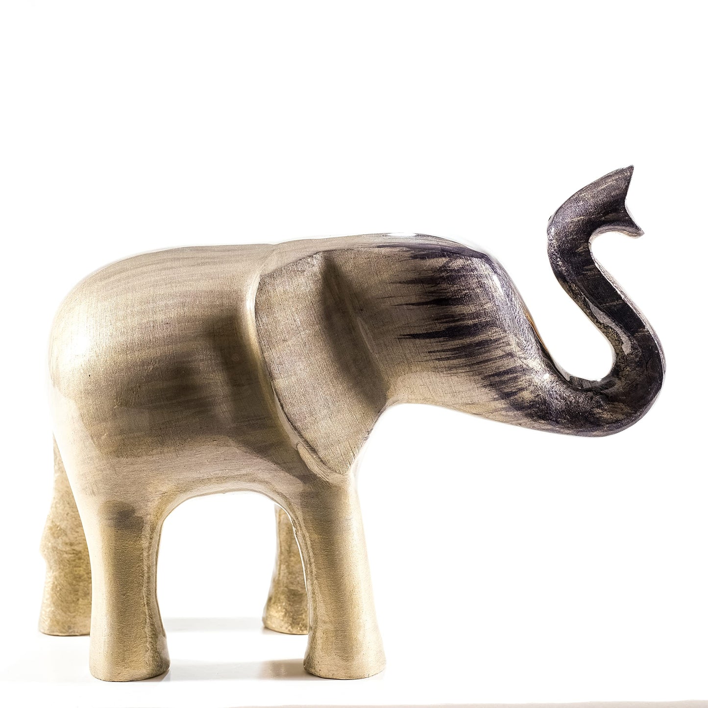 Eco-Friendly Recycled Aluminium Brushed Silver Elephant Trunk Up (Handmade & Fairtrade) Statue Ornament Home Decoration X-Large 16cm