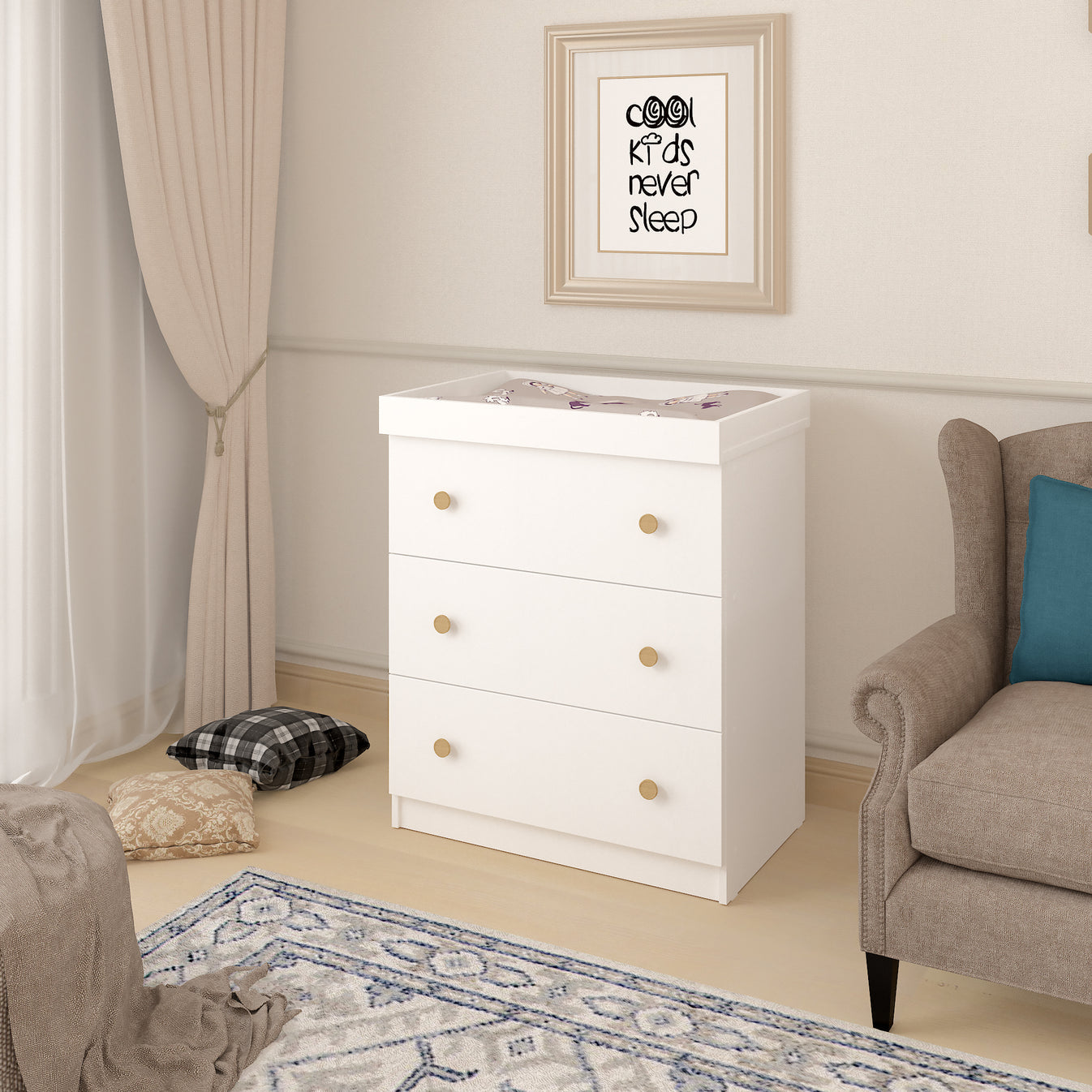 Shefa 888 Kids Changing Dresser White (2 Boxes)