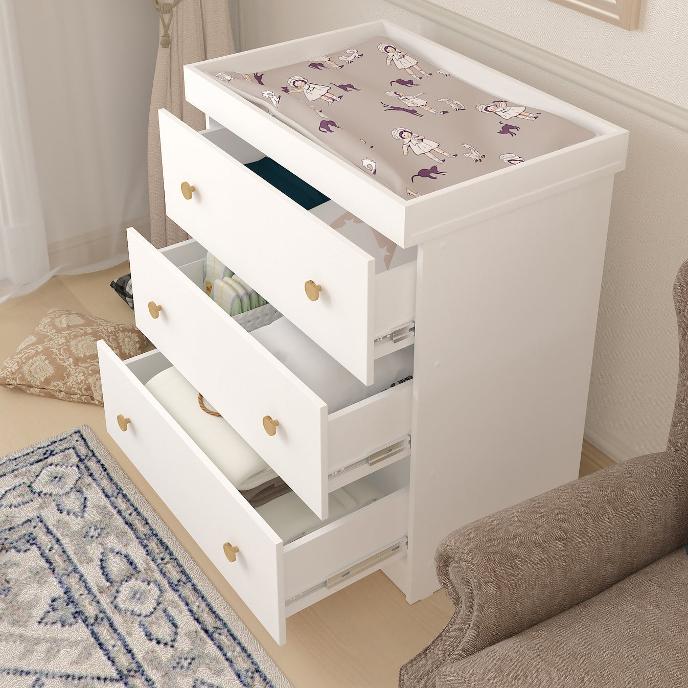 Shefa 888 Kids Changing Dresser White (2 Boxes)