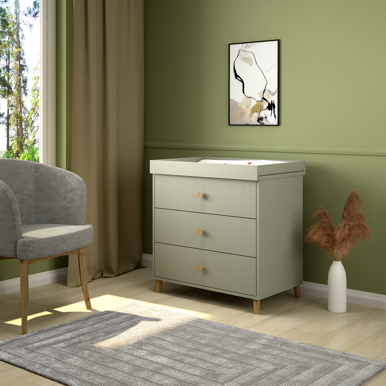 Shefa 890 Kids Changing Dresser Grey (2 Boxes)