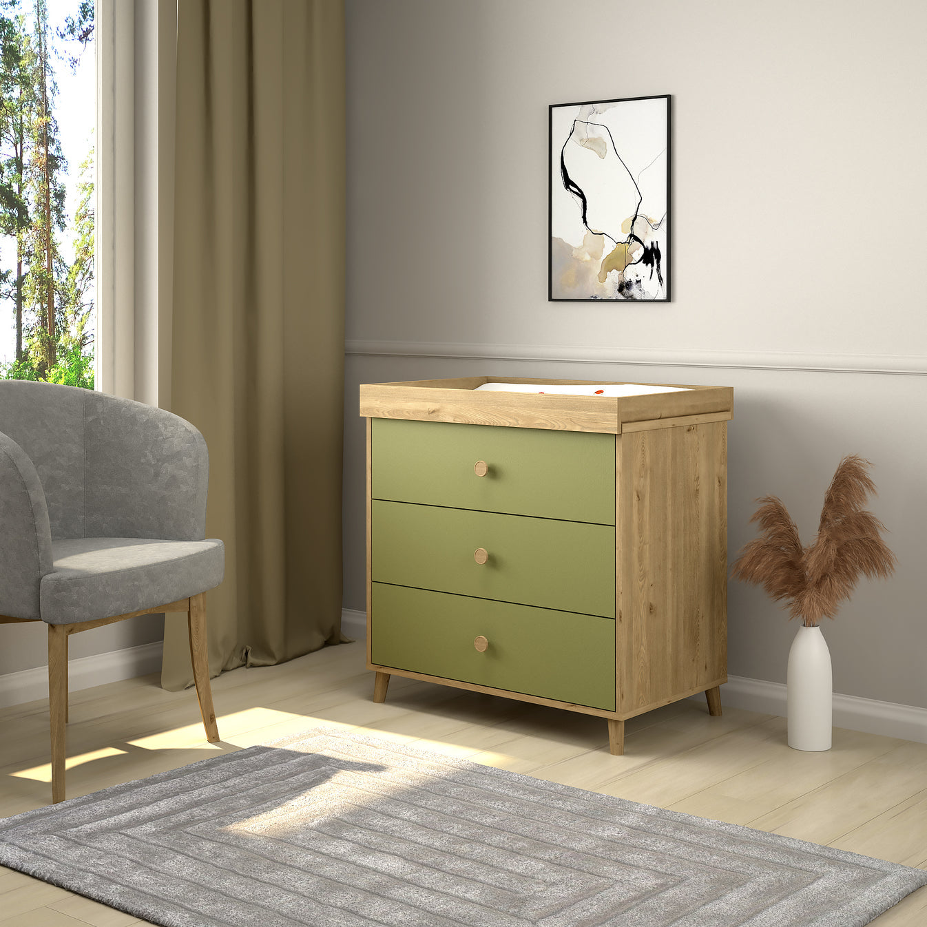 Shefa 890 Kids Changing Dresser Pistachio Green (2 Boxes)