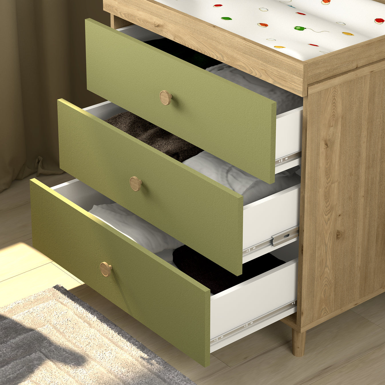 Shefa 890 Kids Changing Dresser Pistachio Green (2 Boxes)