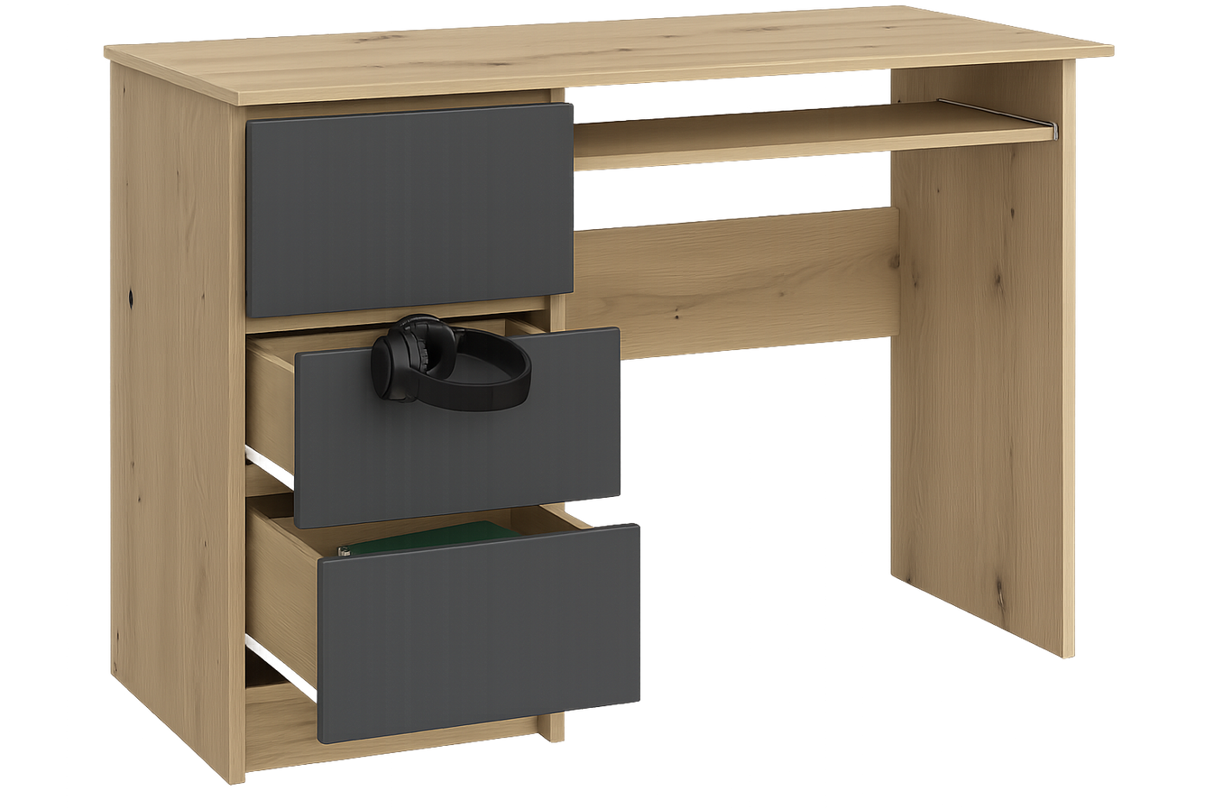 Shefa Line Computer Desk Cina Graphite-Artisan Oak (1 Box)
