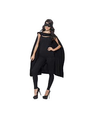 Smiffy's - Unisex Cape, Black, with Eye mask One Size