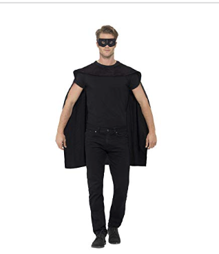 Smiffy's - Unisex Cape, Black, with Eye mask One Size