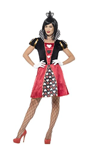 Smiffy's - Ladies Carded Queen Costume, Dress, Crown and Gloves, Red/Black